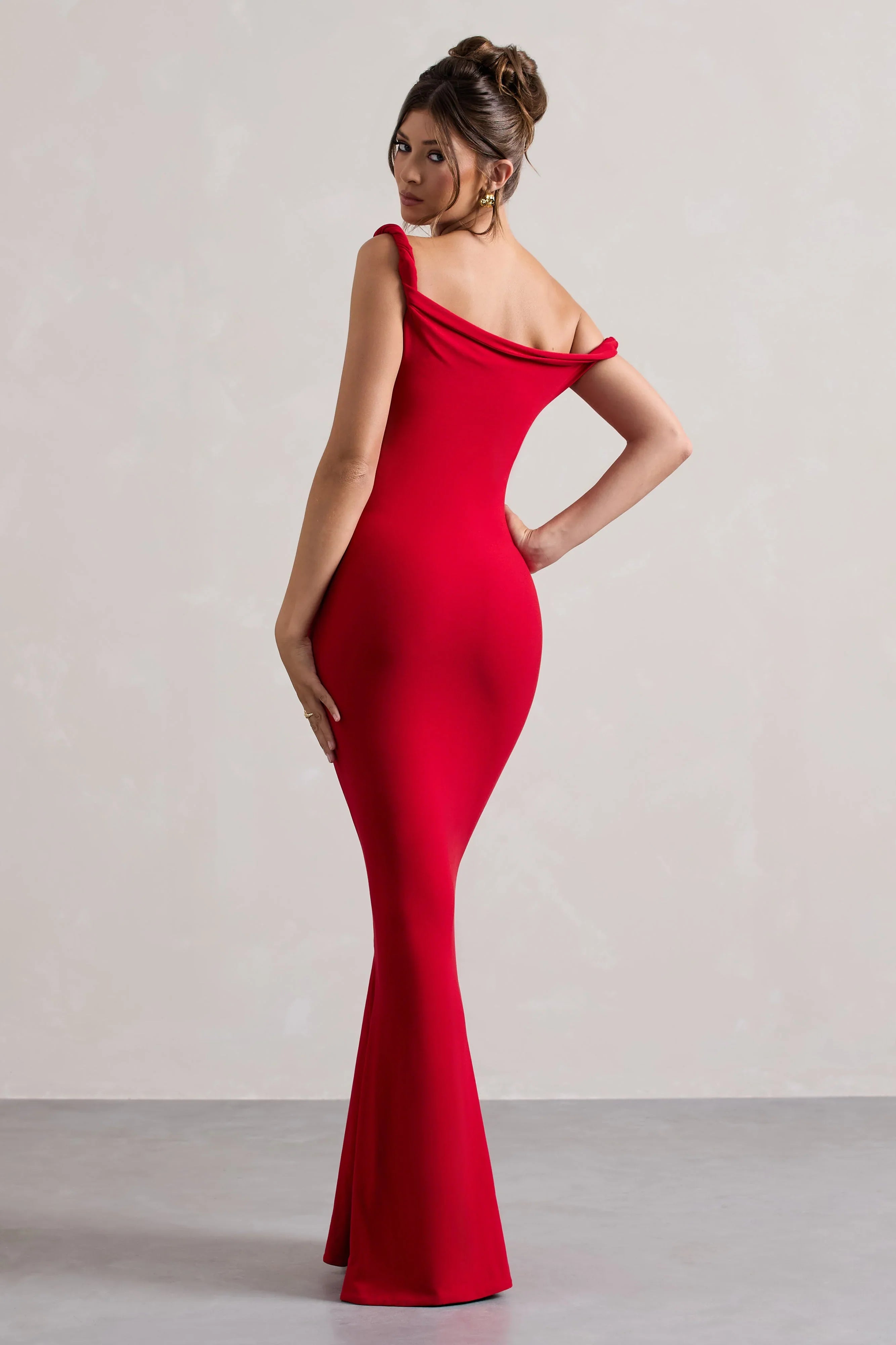 Lita Red Twisted Asymmetric Maxi Dress