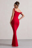 Lita Red Twisted Asymmetric Maxi Dress