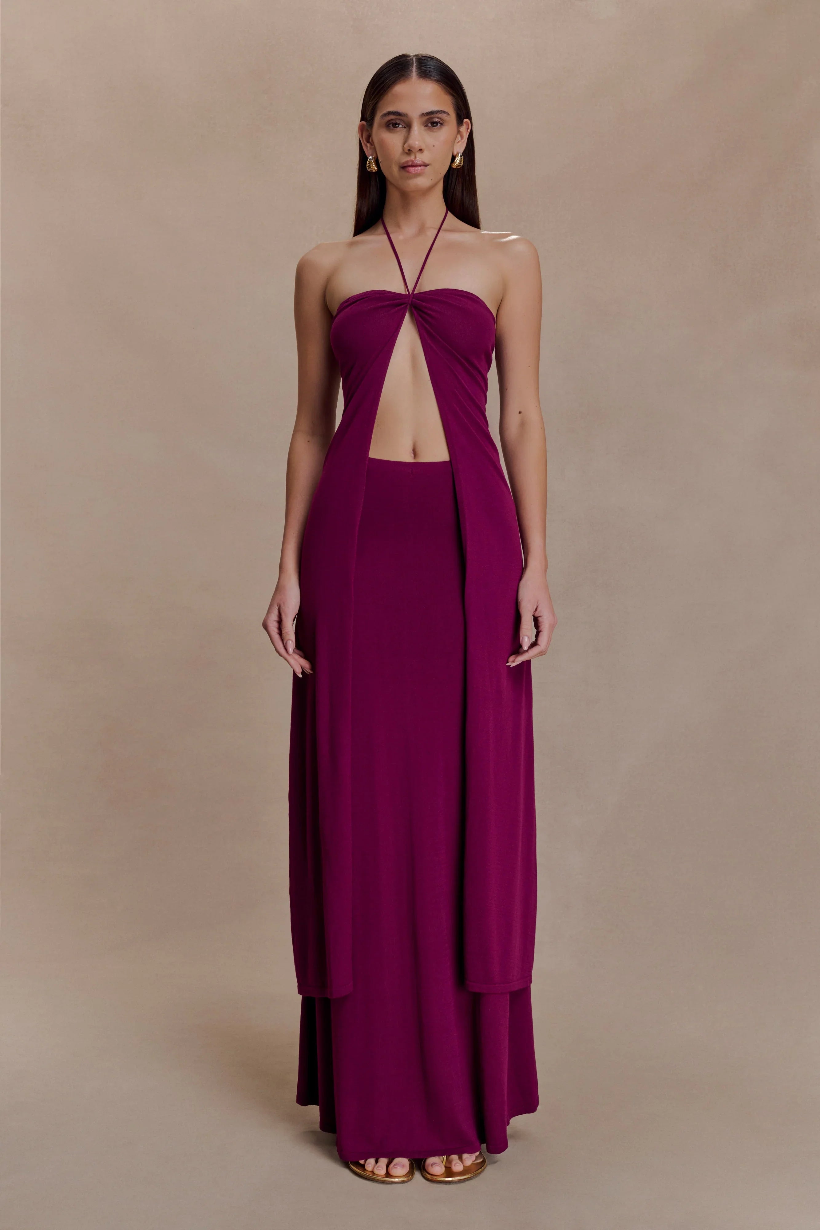Marimae Long Knit Top Plum