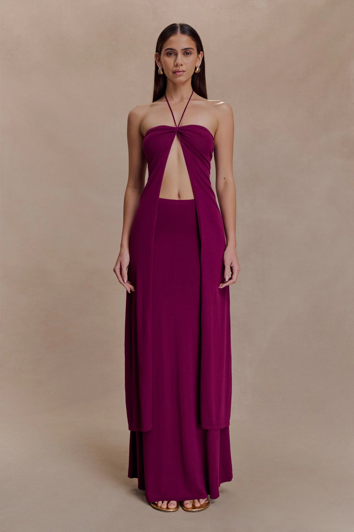 Marimae Long Knit Top Plum