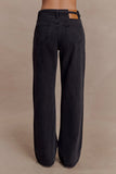 Perrie Mid Rise Straight Leg Tie Jeans Washed Black