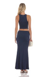 V Neck Twist Two Piece Set in Navy