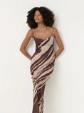 Printed Sheer Mesh Maxi Dress