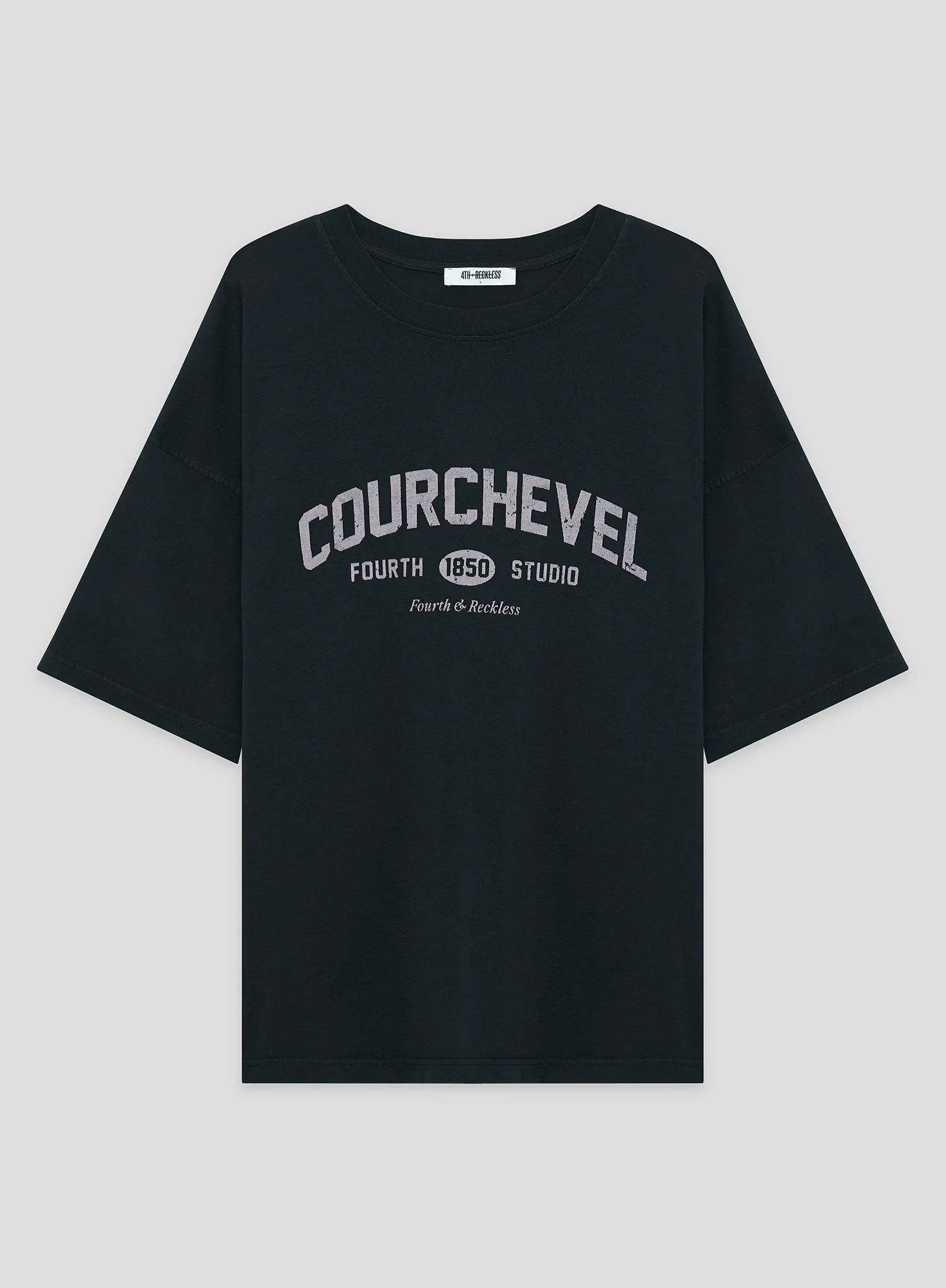 Grey Acid Wash Courchevel Slogan Print T Shirt