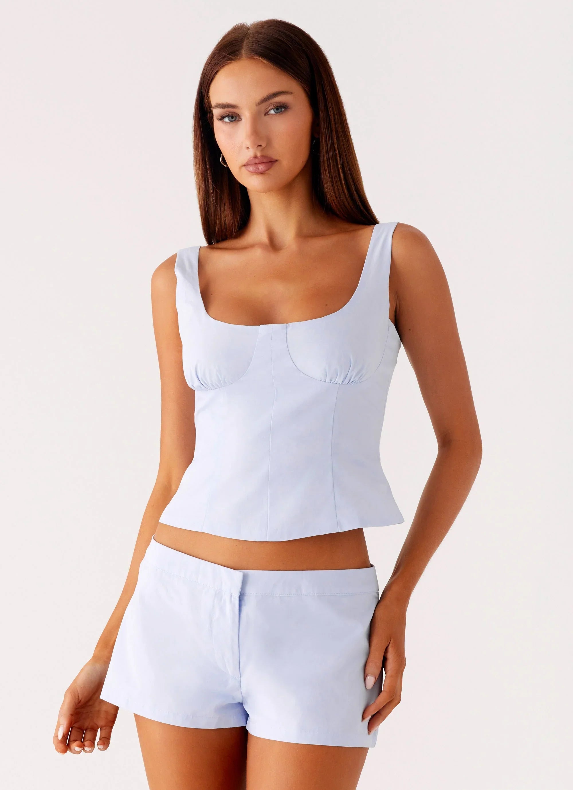 Coastline Cotton Micro Mini Shorts Blue