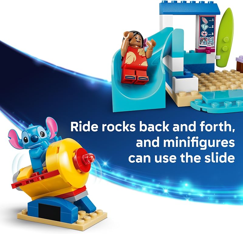 LEGO Disney Beach Fun with Lilo Stitch 43280 Building Toys for Girls Boys Ages 4 Develops Fine Motor Skills 2 Minifigures 113 pieces Gift for Birthdays