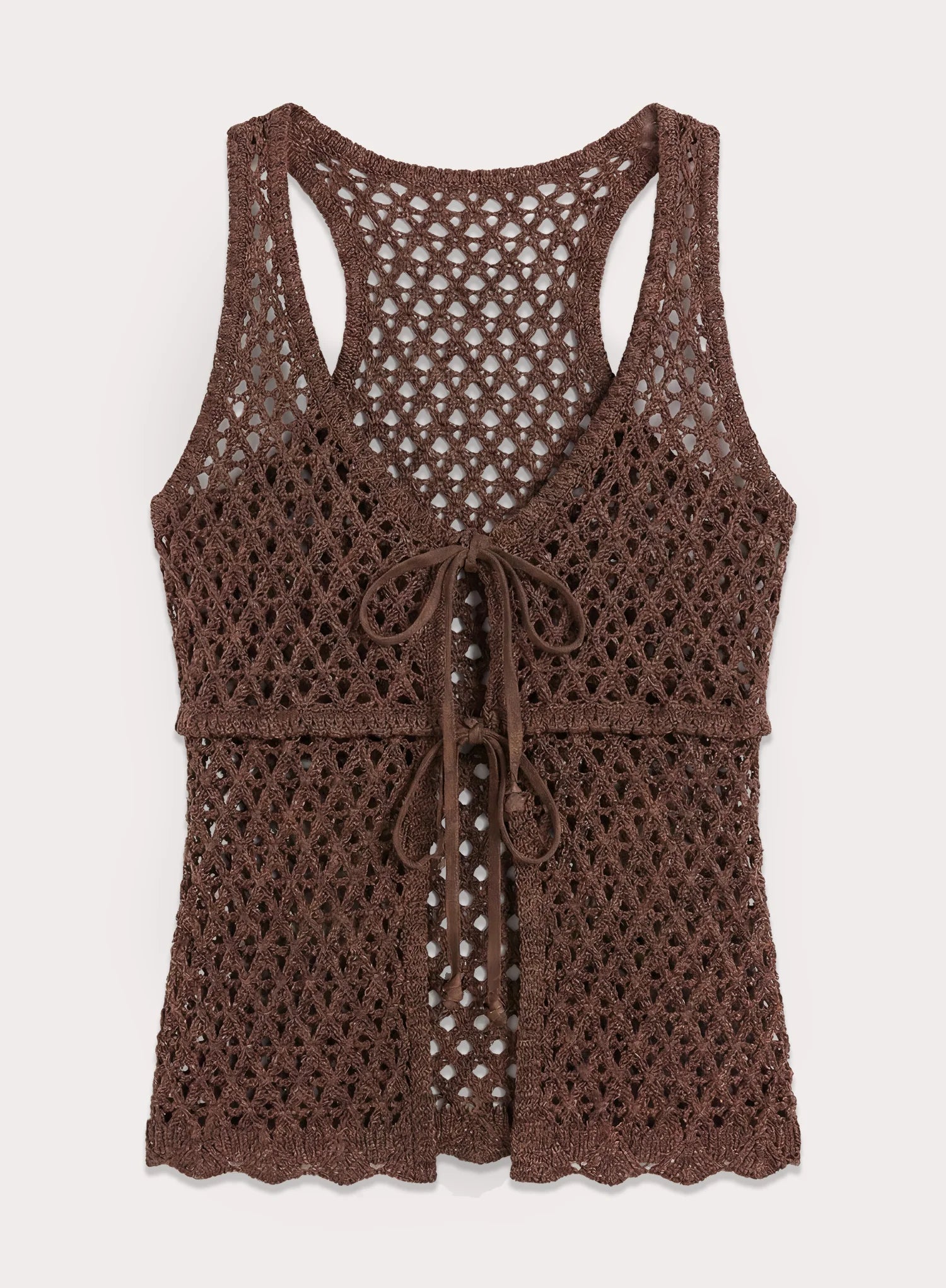 Chocolate Tie Front Crochet Top