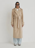 Beige Tailored Belted Longline Trench Coat