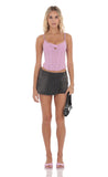 Mesh Twist Corset Top in Mauve