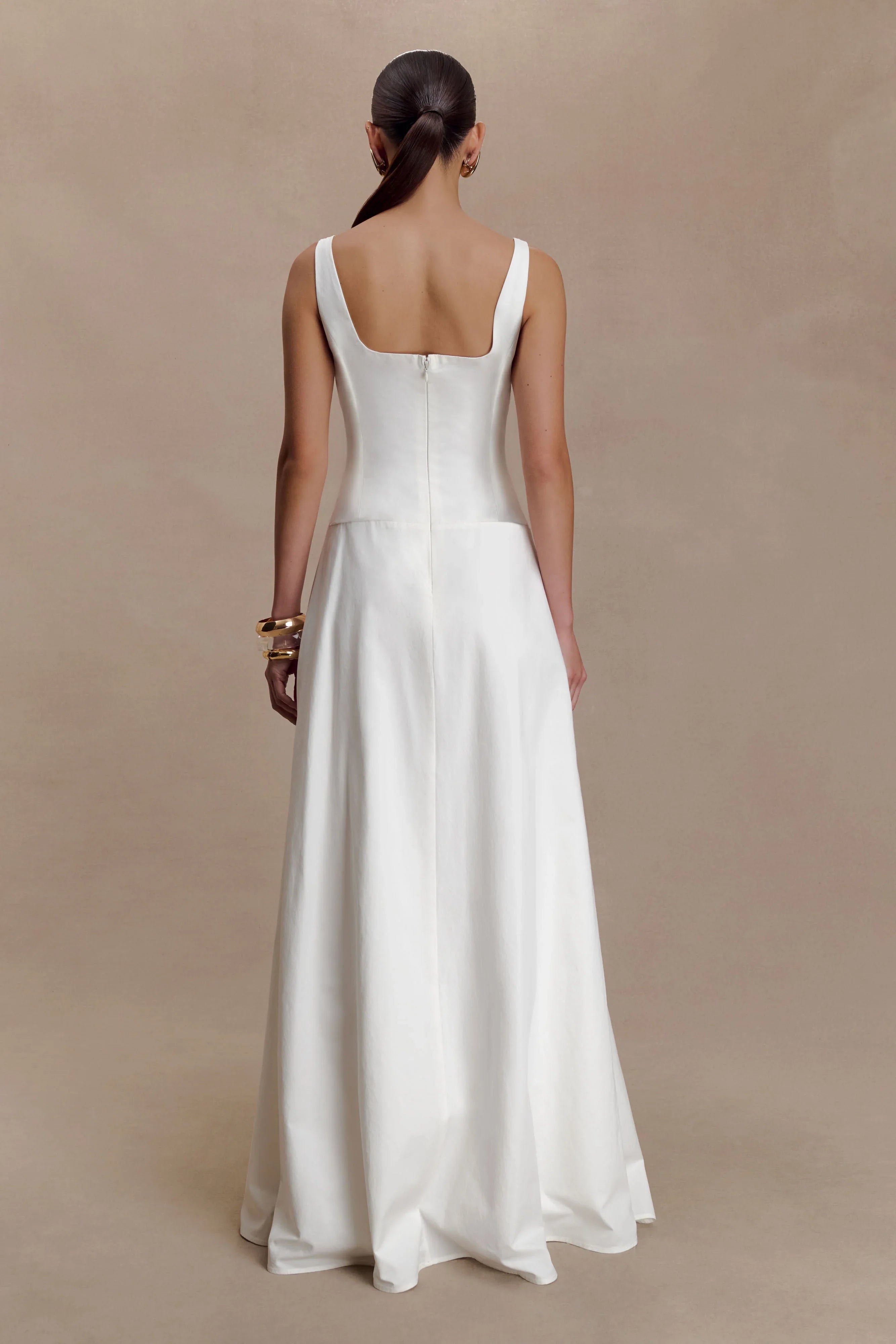 Salma Drop Waist Cotton Maxi Dress White