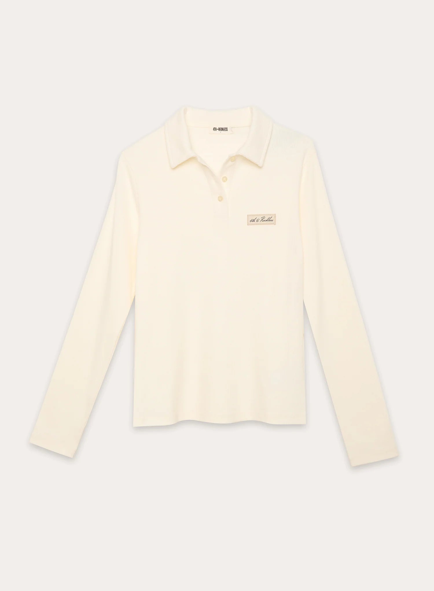 Ecru Fine Ribbed Jersey Longsleeve Top