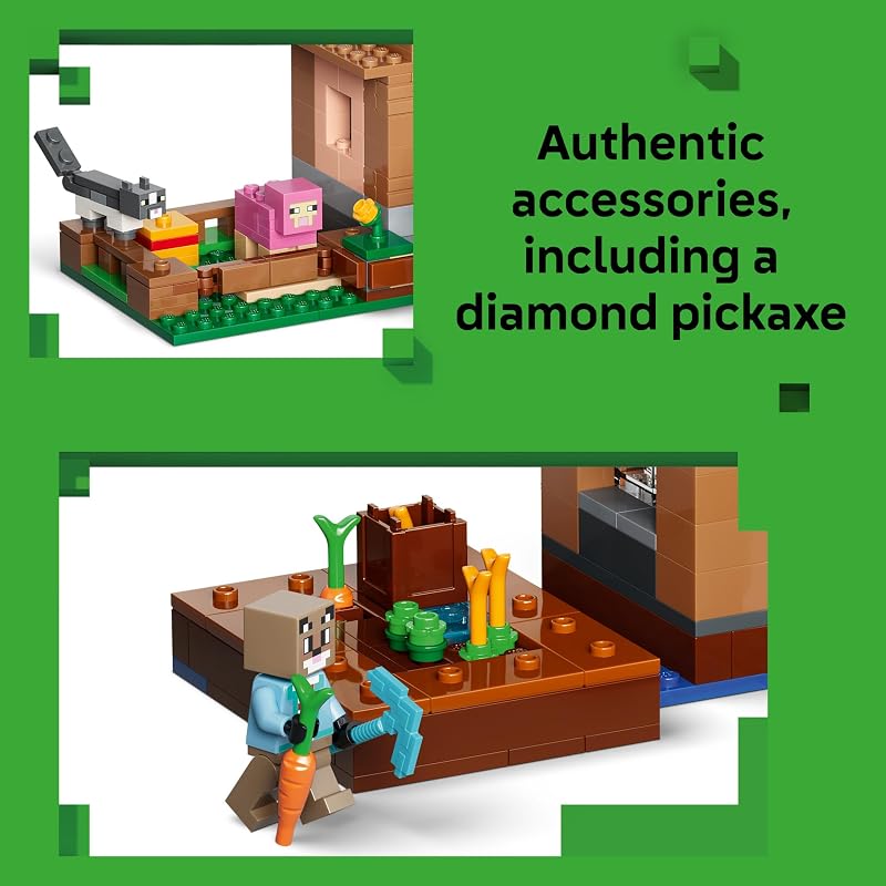 LEGO Minecraft Evoker Village Attack 21596 Building Toys for Boys Girls Ages 9 Sturdy Build for Pretend Play 11 Minecraft Minifigures 607 pieces Gift for Gamers