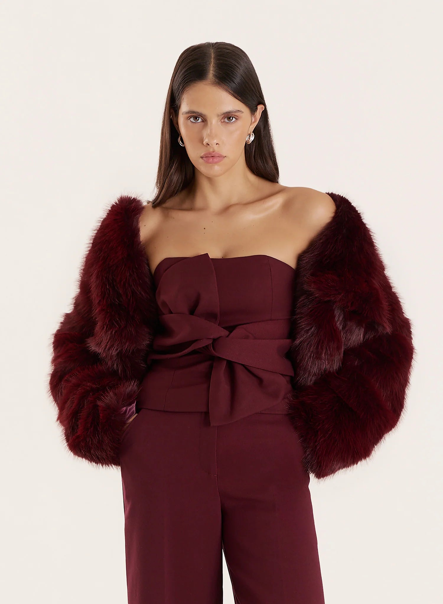 Red Knot Detail Tailored Bandeau Top