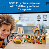 LEGO City Pizza Delivery Experience with Vehicles 60496 Building Toys for Boys Girls Ages 6 Toy Car Playset for Pretend Play 5 Minifigures 494 pieces Gift Idea