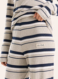 Grey And Blue Striped Ribbed Jersey Trousers