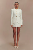 Asia Mixed Button Blazer Ivory
