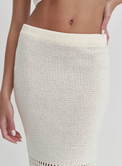 Cream Knitted Maxi Skirt