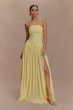 Maureen Cotton Shirring Maxi Dress Lemon