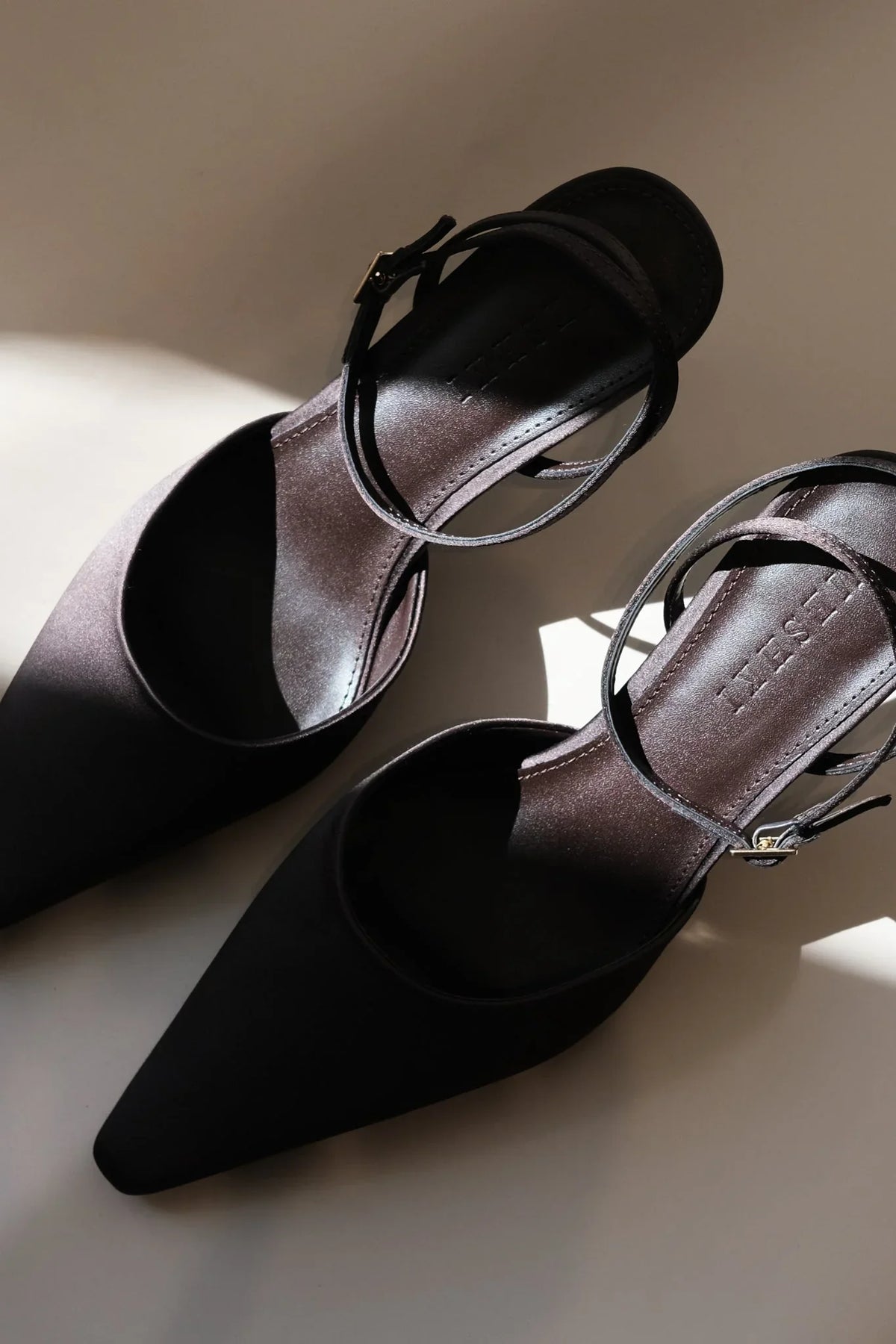 Marley Satin Pointed Heel Chocolate
