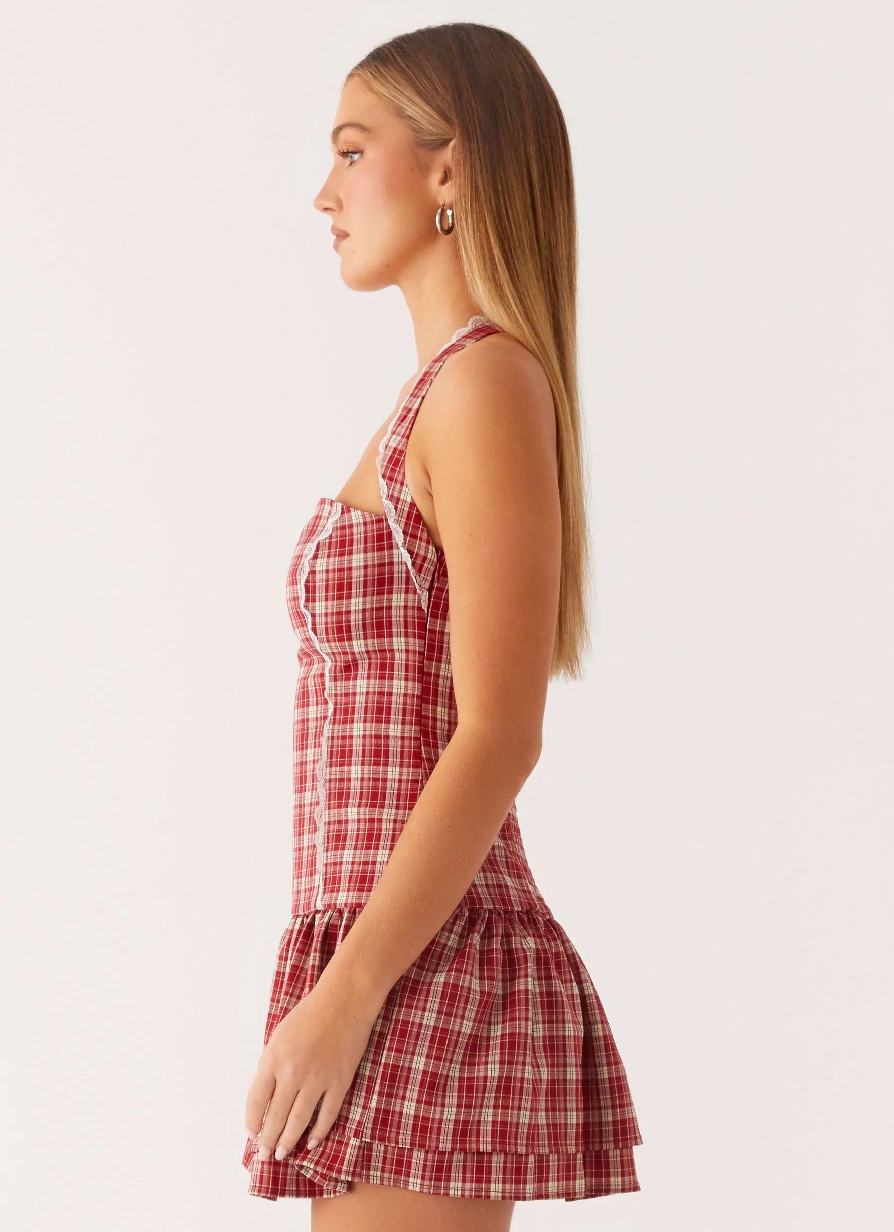 Lotus Dream Mini Dress Ruby Check