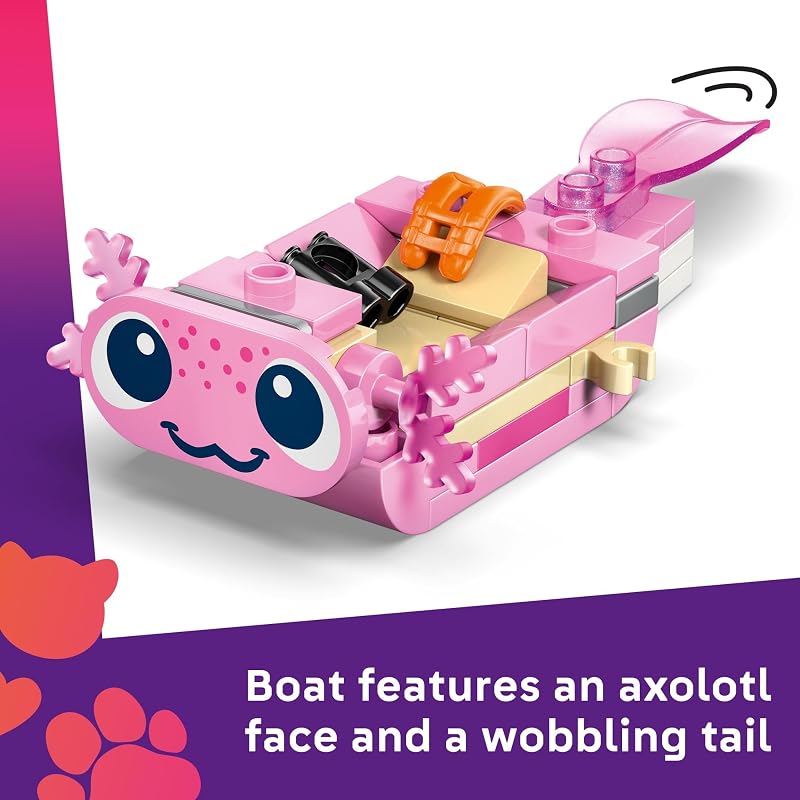 LEGO Friends Axolotl Adventure Boat Building Toy for Girls Boys Pretend Play Set for Kids Ages 5 W Leo Minidoll Alba Microdoll 2 Toy Pets Accessories Gift Idea for Birthdays 42681