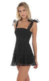 Motif Pattern A line Dress in Black