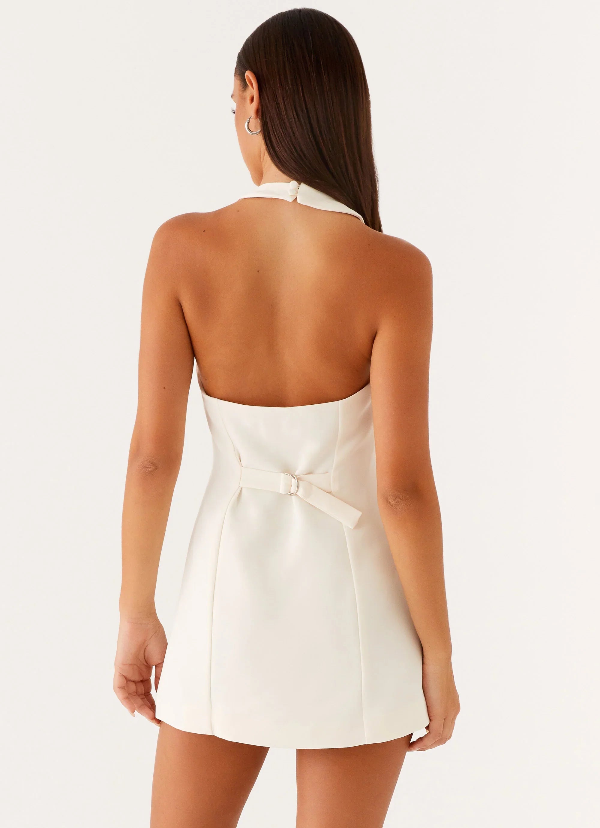 Mira Halter Neck Mini Dress Ivory