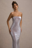 Moonstone Lilac Sequin Bandeau Maxi Dress