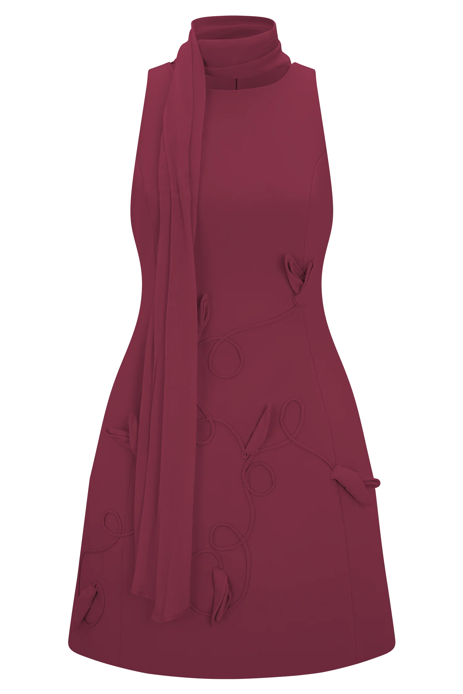 Skyler Suiting Embroidered Mini Dress Wine