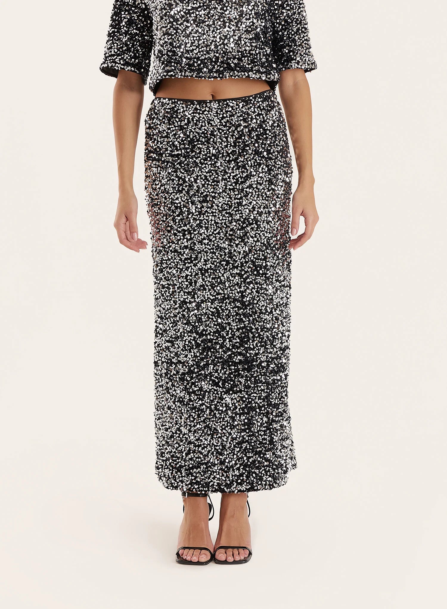 Black Sequin Maxi Skirt