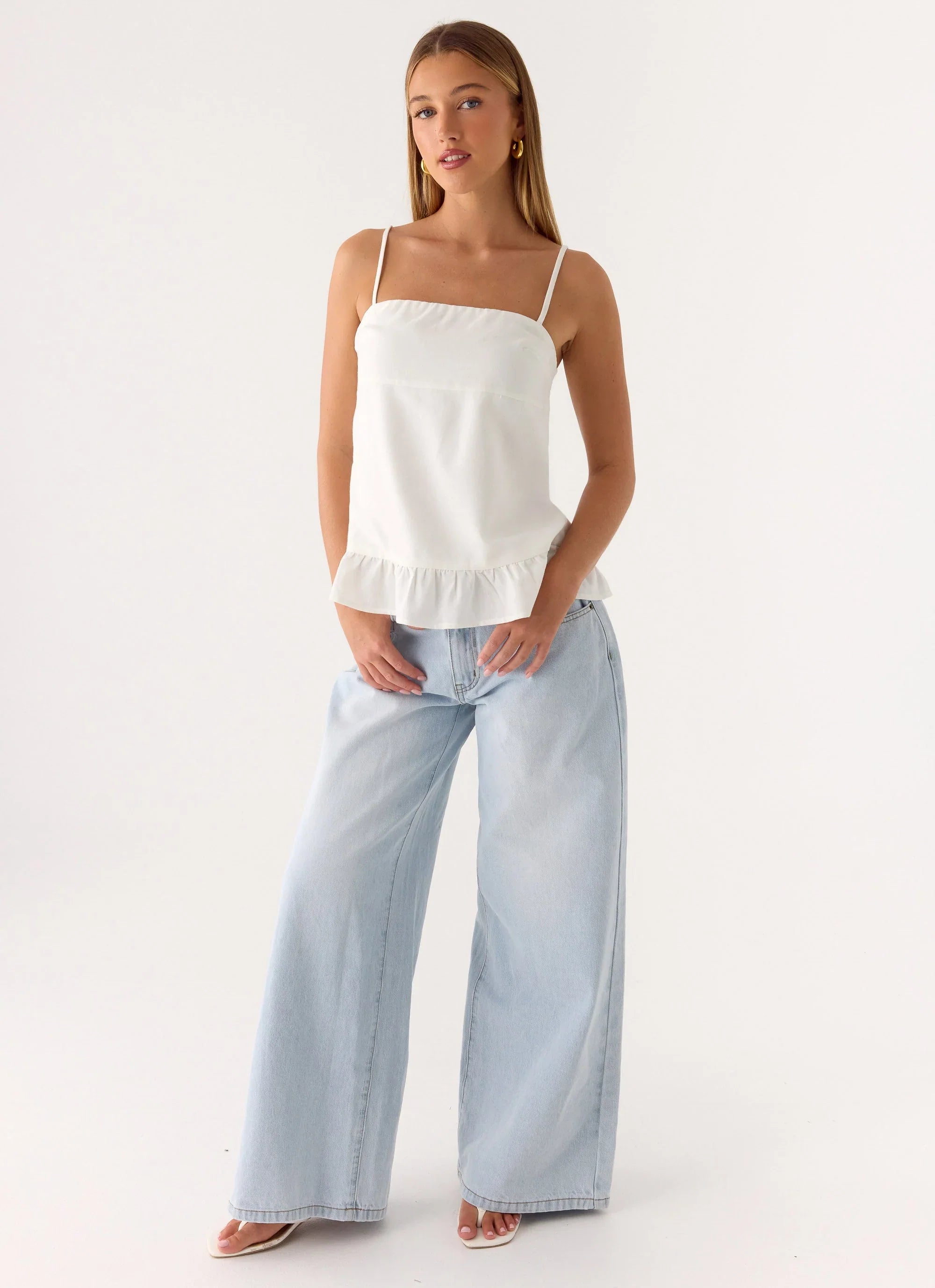 Lucie Mae Linen Top White