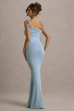 Lita Powder Blue Twisted Asymmetric Maxi Dress