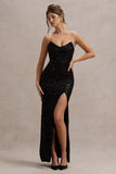 Adalee Black Sequin Strapless Maxi Dress