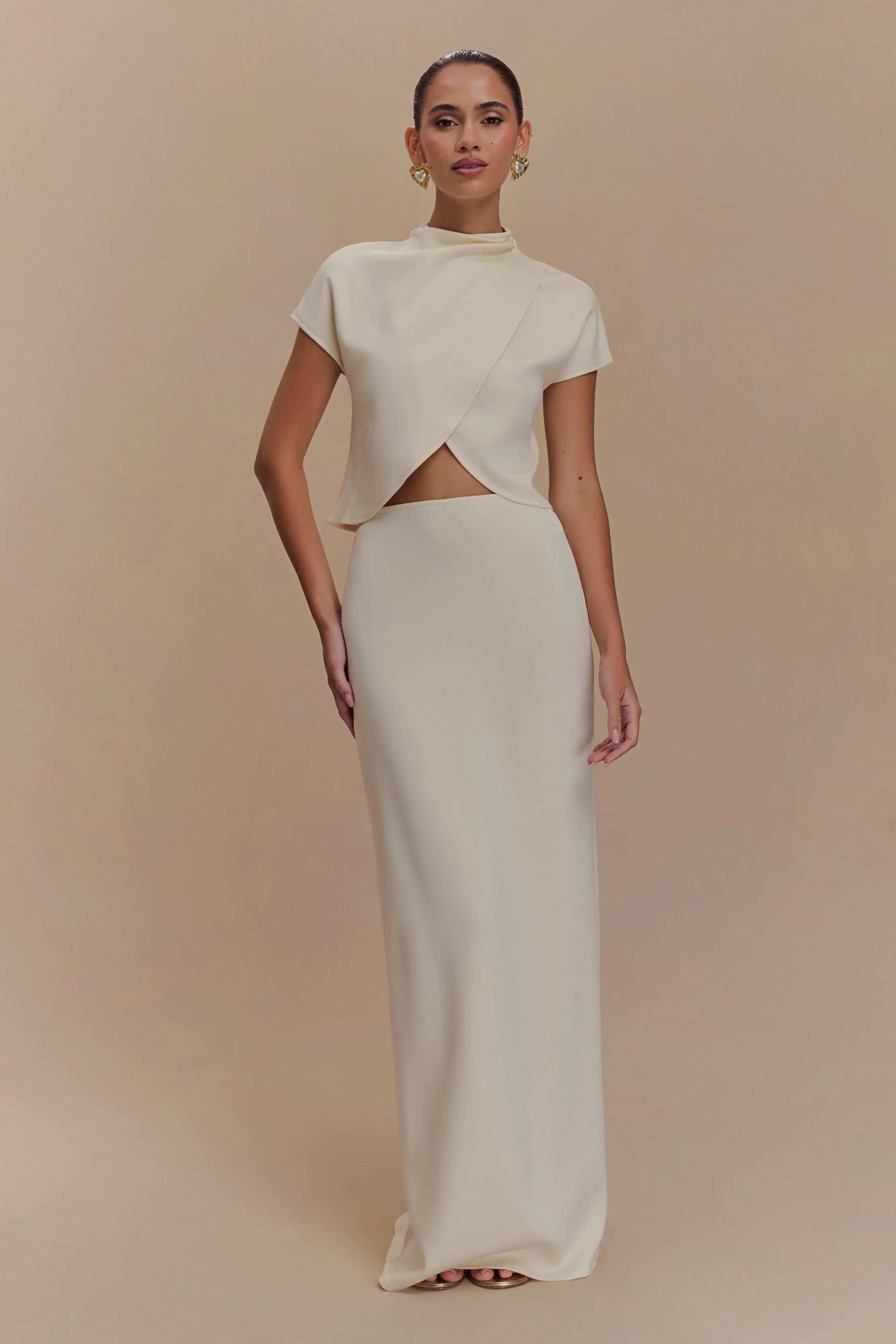 Eris Scuba Jersey Maxi Skirt Ivory