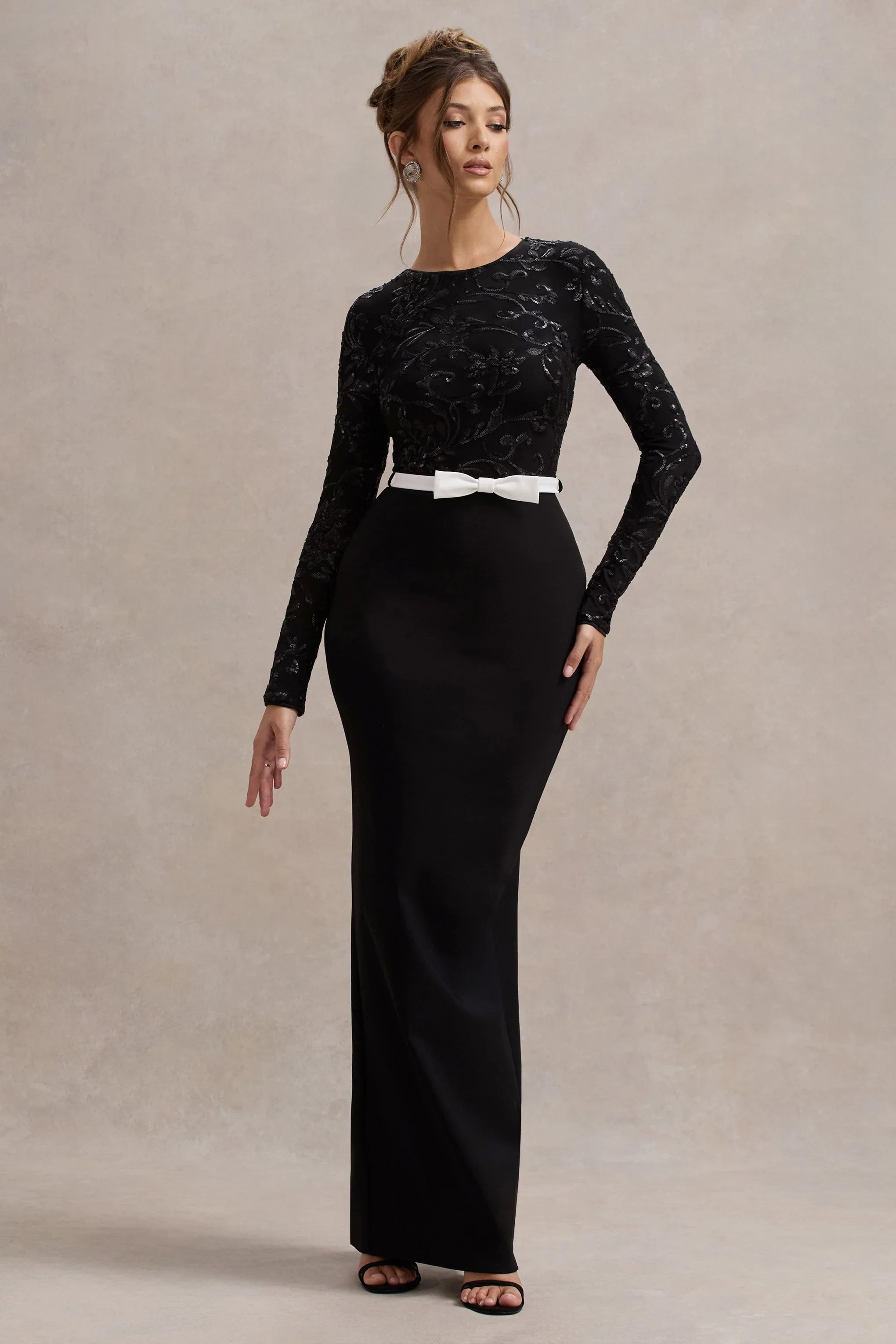 Zenith Black Lace Long Sleeve Maxi Dress