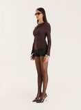Chocolate Long Sleeved Drape Top