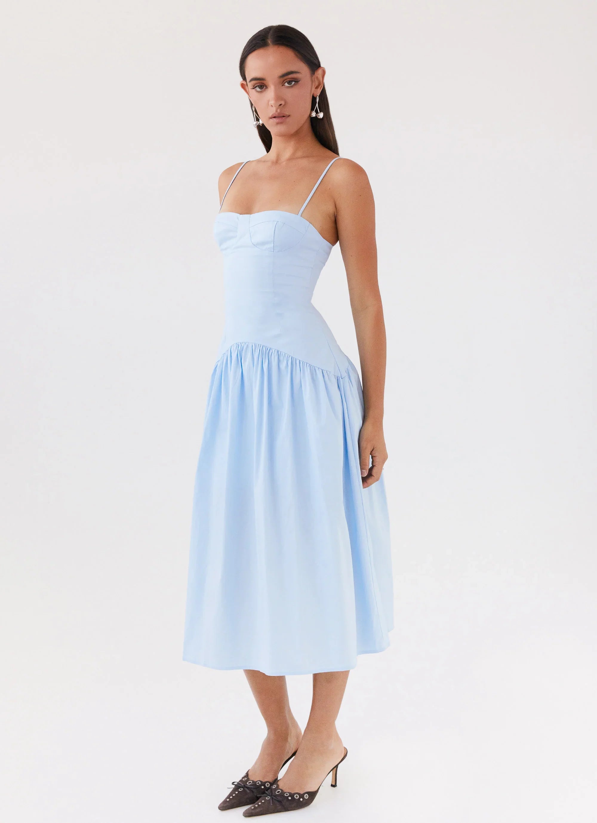 Yvette Corset Midi Dress Blue
