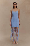 Tove Hand Knit Flower Mini Dress Blue