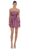 Petal Ruffle Strapless Dress in Purple