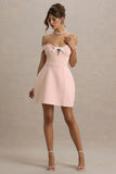 Lavender Pink Sweetheart Mini Dress With Bow Detail