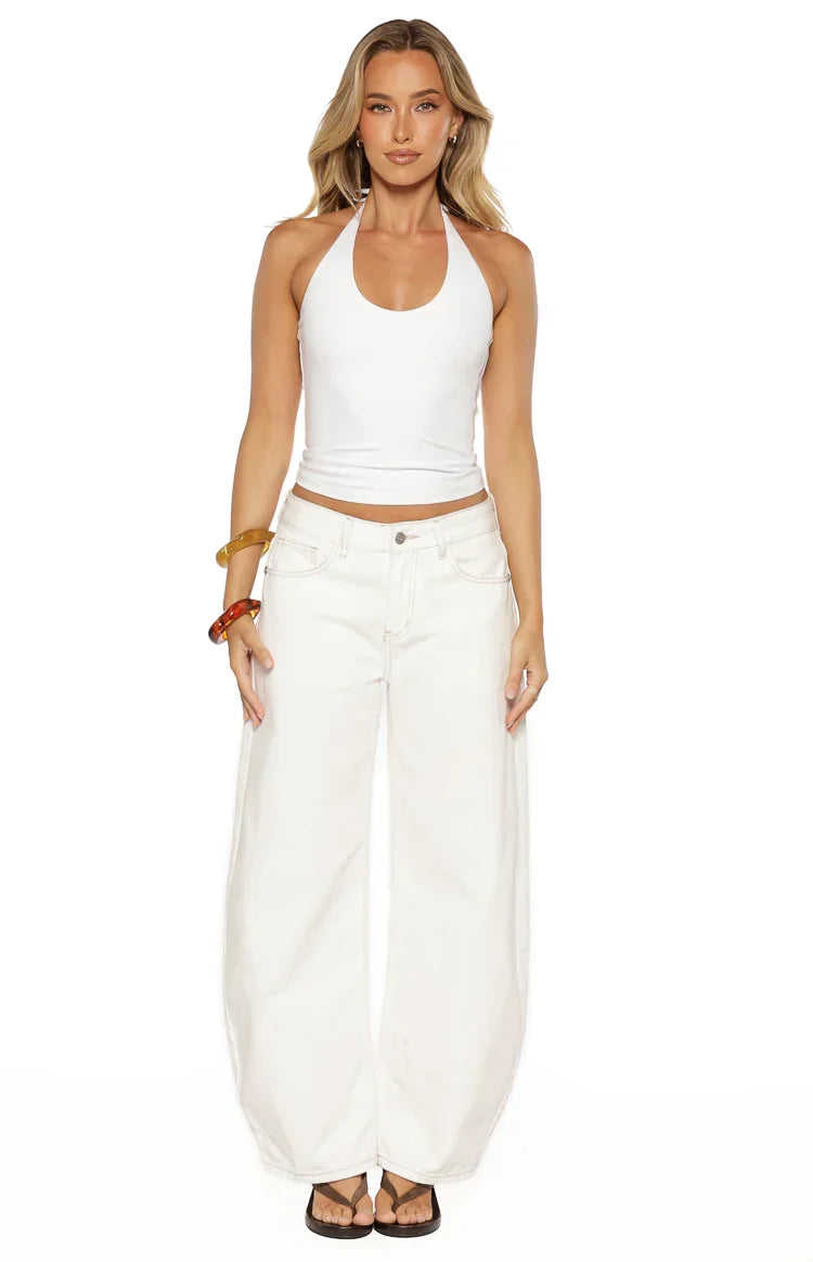 Nora White Jersey Halter Neck Top