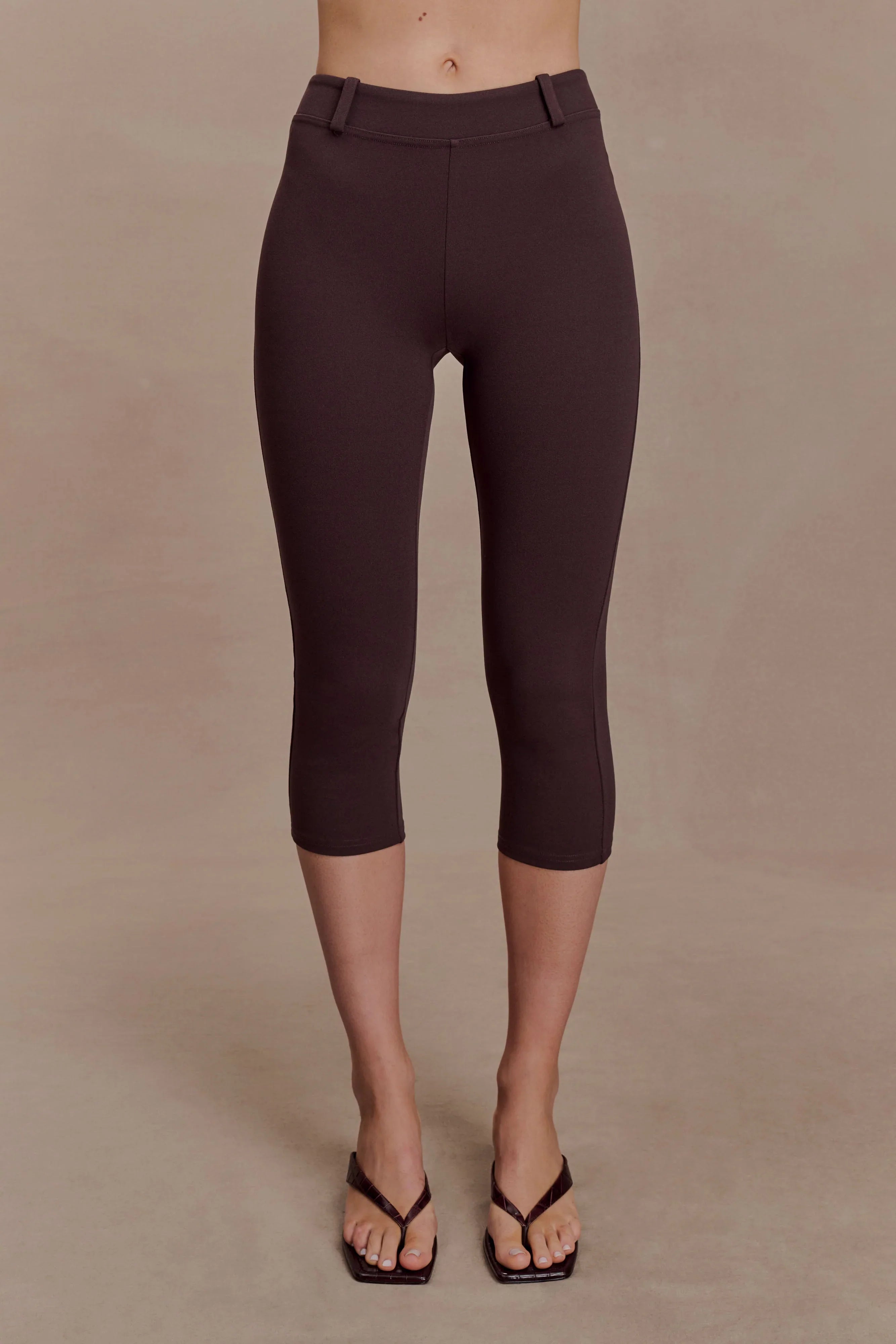 Blanca Stretch Crepe Capri Pants Chocolate