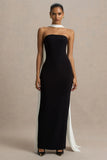 Kelilah Black And White Bandeau Maxi Dress With Scarf Detail