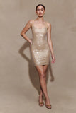 Jasmyn Hot Fix Mini Dress With Mesh Back Nude