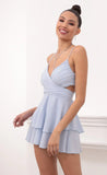 Ruffle Baby Doll Romper in Light Blue