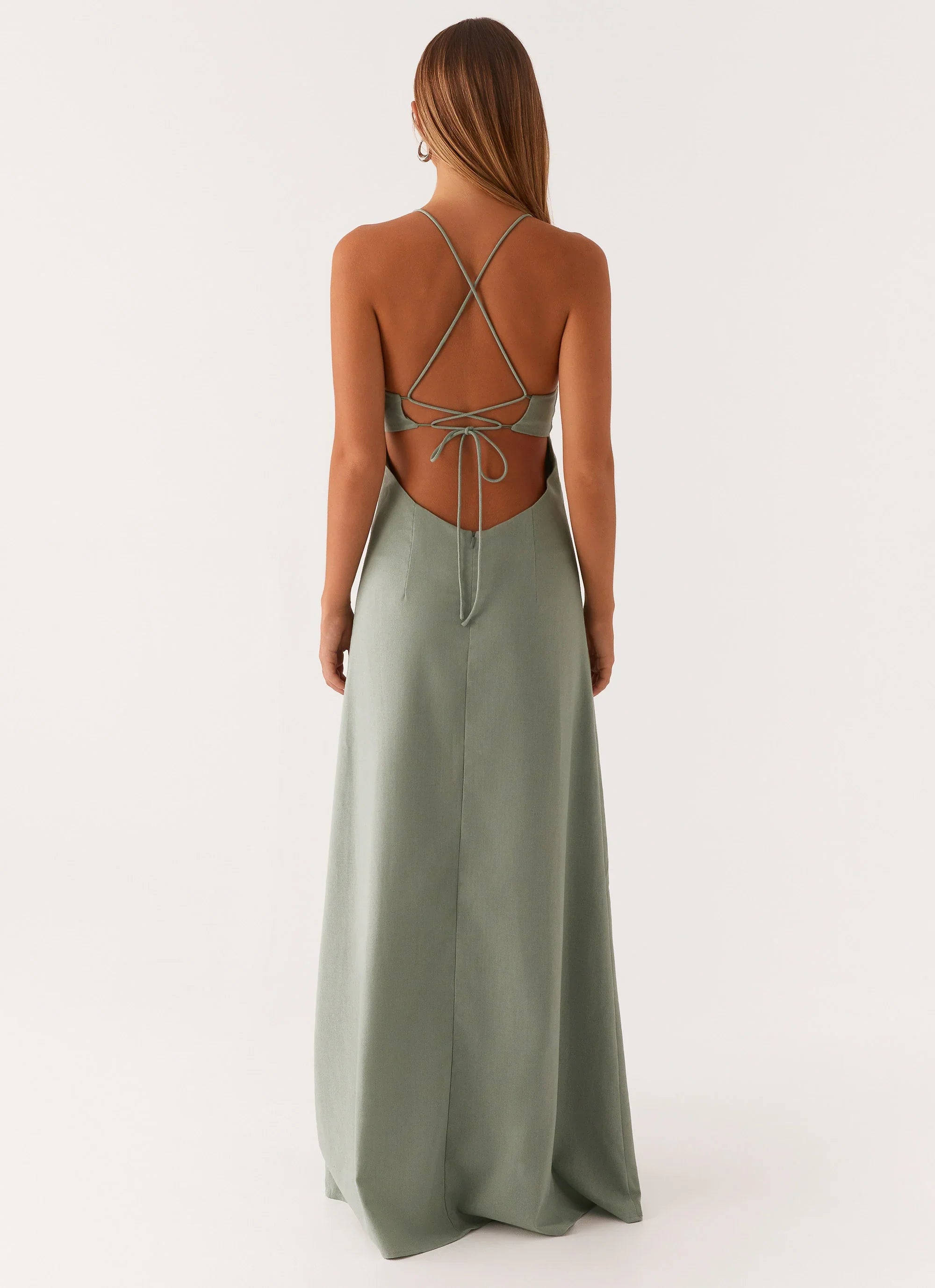 Middle Ground Linen Maxi Dress Sage