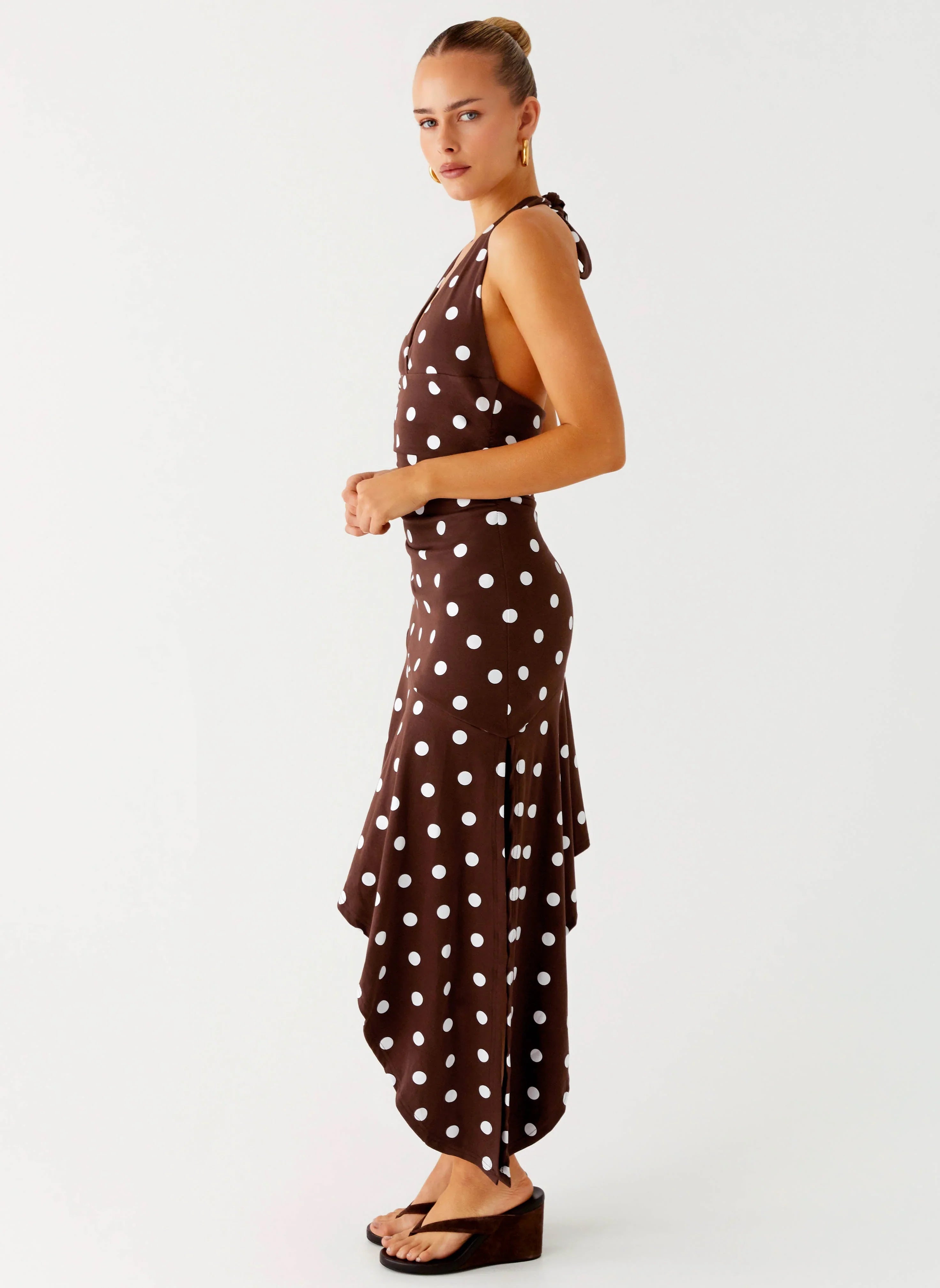 Keylani Halter Midi Dress Chocolate
