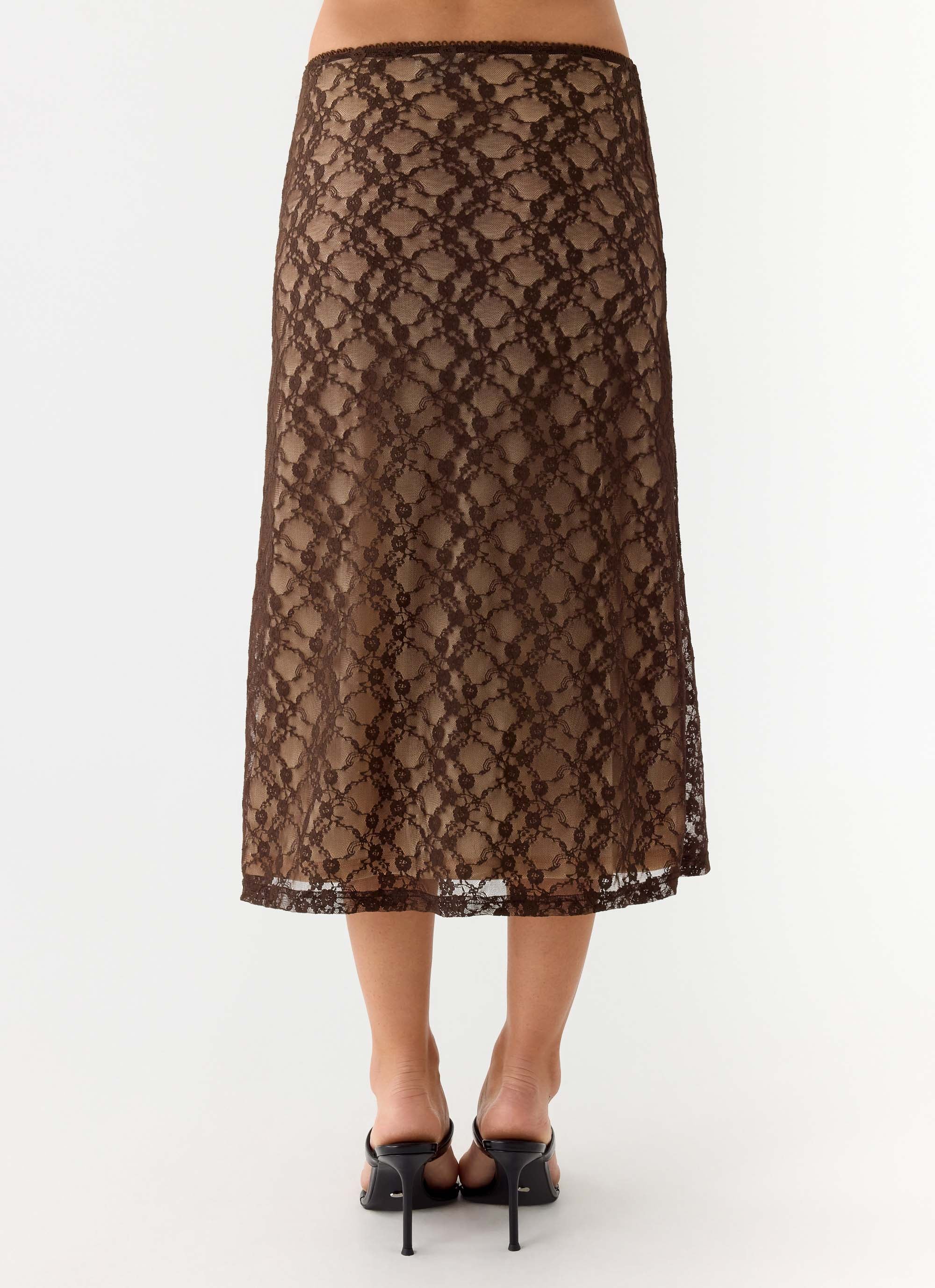 Malachie Lace Midi Skirt Chocolate