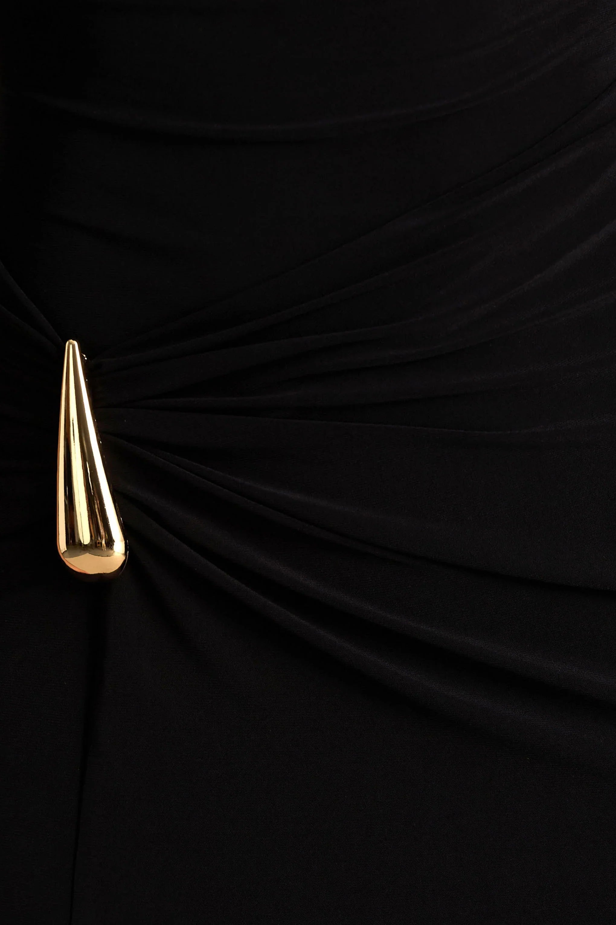 Arlena Black High Neck Wrapped Maxi Dress