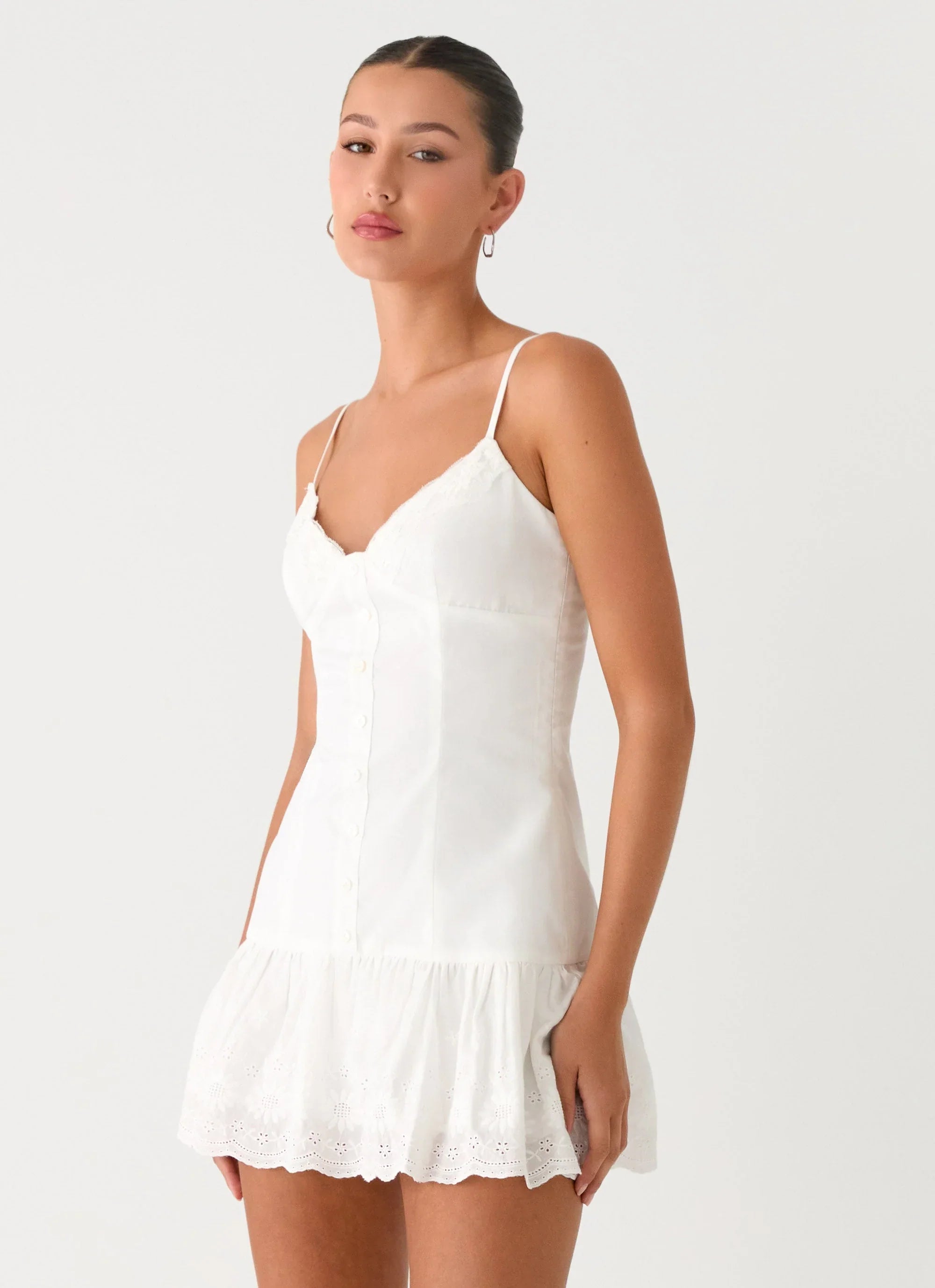 Sync Love Broderie Mini Dress White